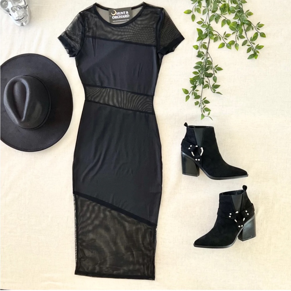 Sheena Sheer Panel Midi Dress - Hunt and Orchard/Gypsy Warrior